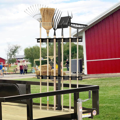 Trailer Tool Rack Shovel Holder with 6 Tool Holes, Classical Black