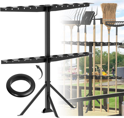 Trailer Tool Rack Shovel Holder with 6 Tool Holes, Classical Black