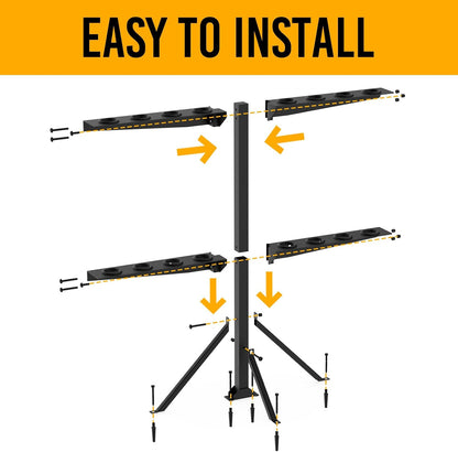 Trailer Tool Rack Shovel Holder with 6 Tool Holes, Classical Black