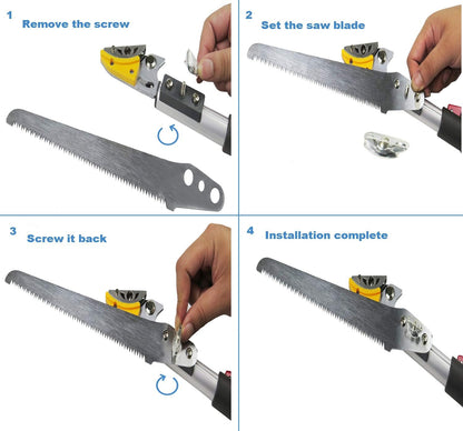 6-10 Foot Tree Pruner 2 Sections Extendable 4 Nodes Adjustable, Cut and Hold Pruning Trimmer, Long Reach Pole Saw, Telescoping Fruit Picker, Branches Bypass Lopper With Hook