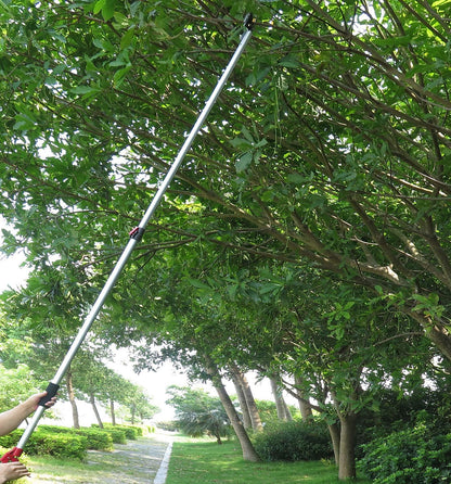6-10 Foot Tree Pruner 2 Sections Extendable 4 Nodes Adjustable, Cut and Hold Pruning Trimmer, Long Reach Pole Saw, Telescoping Fruit Picker, Branches Bypass Lopper With Hook