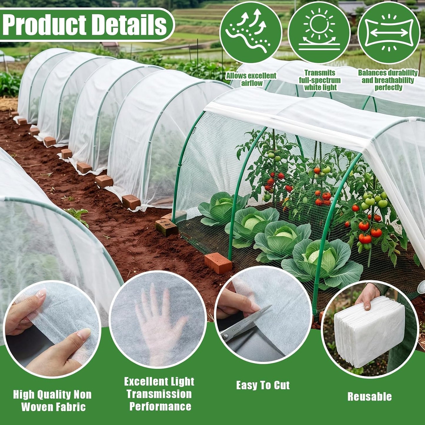 2PCS Plant Sun Protection Cloth, Garden Plant Cloth 10 X 30 ft