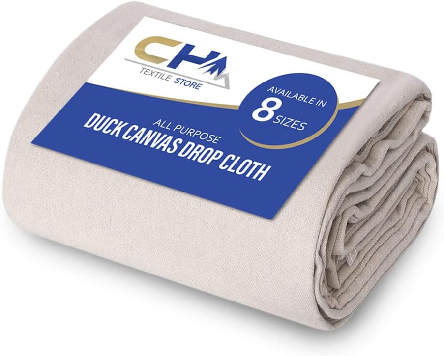 Canvas Painters Drop Cloth (Size 6 x 9 Feet - Pack of 2) - Pure Cotton Paint Drop Cloth for Painting, Curtains, Furniture & Floor Protection - All Purpose Thick Canvas tarp with Double Stitched Edges