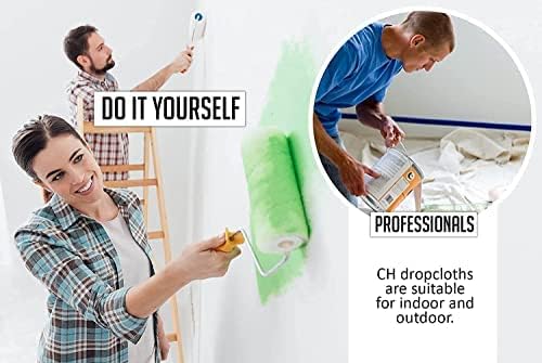 Canvas Painters Drop Cloth (Size 6 x 9 Feet - Pack of 2) - Pure Cotton Paint Drop Cloth for Painting, Curtains, Furniture & Floor Protection - All Purpose Thick Canvas tarp with Double Stitched Edges