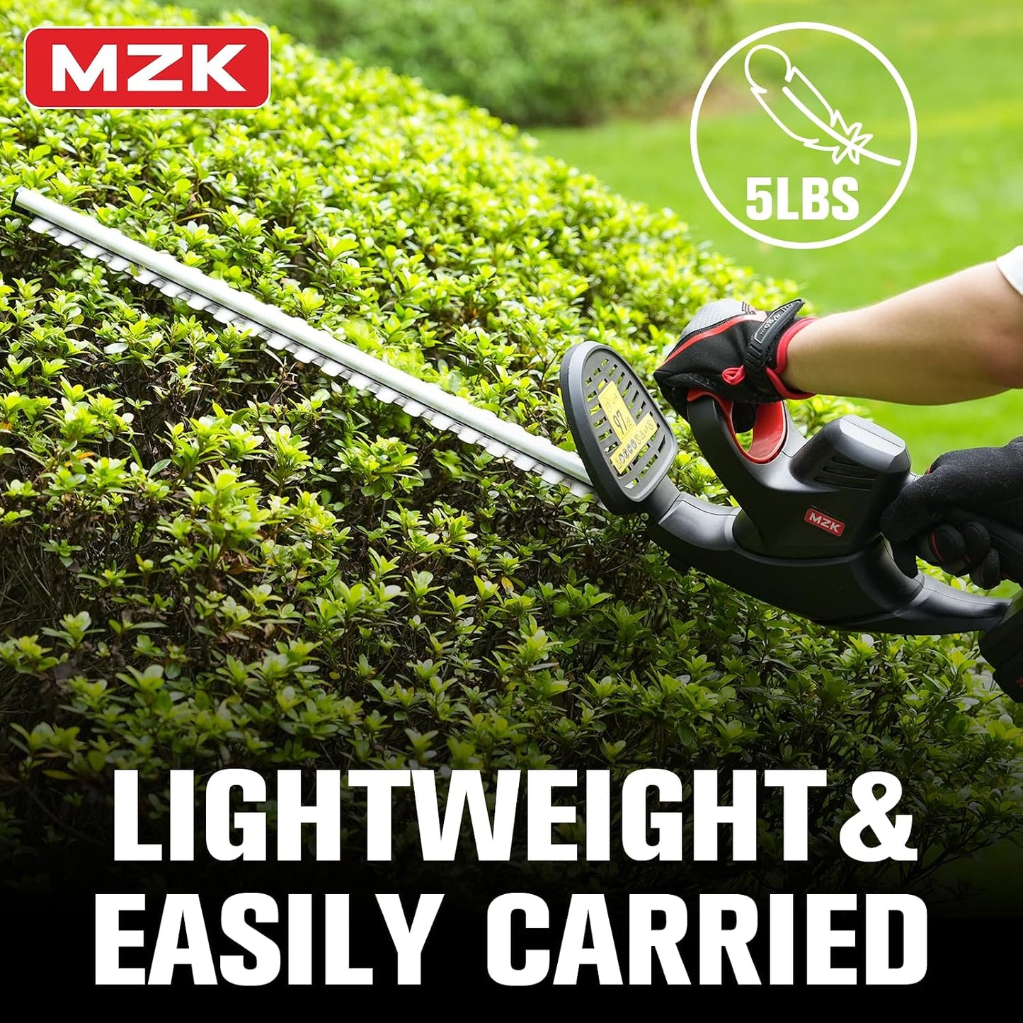MZK 20V Cordless Hedge Trimmer, Bush & Shrub Cutter, 22-Inch Blade
