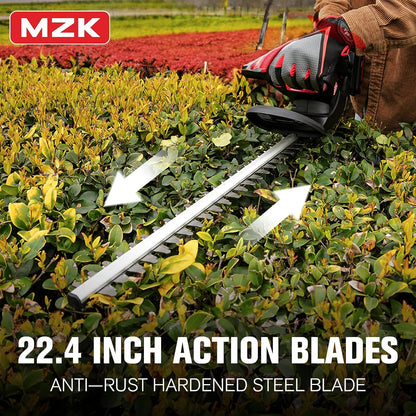 MZK 20V Cordless Hedge Trimmer, Bush & Shrub Cutter, 22-Inch Blade