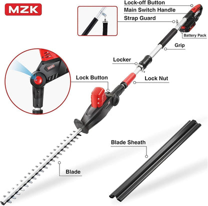 MZK 20V Cordless Hedge Trimmer, Bush & Shrub Cutter, 22-Inch Blade