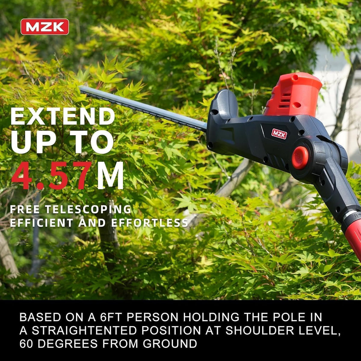 MZK 20V Cordless Hedge Trimmer, Bush & Shrub Cutter, 22-Inch Blade