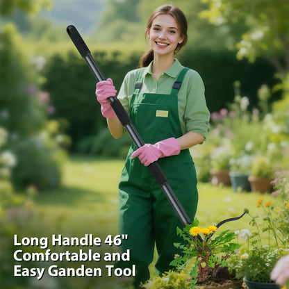 4-Claw Steel Weed Puller Tool, Heavy Duty Stand Up Weeder with Long Handle 46” for Easily Remove Weeds Without Bending, Pulling or Kneeling(Black)