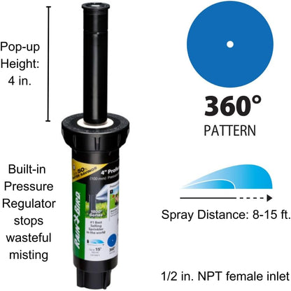 1804FDSP25 PRS Pro Dual Spray Pop-Up, Full Circle, 8-15 Feet, 4"