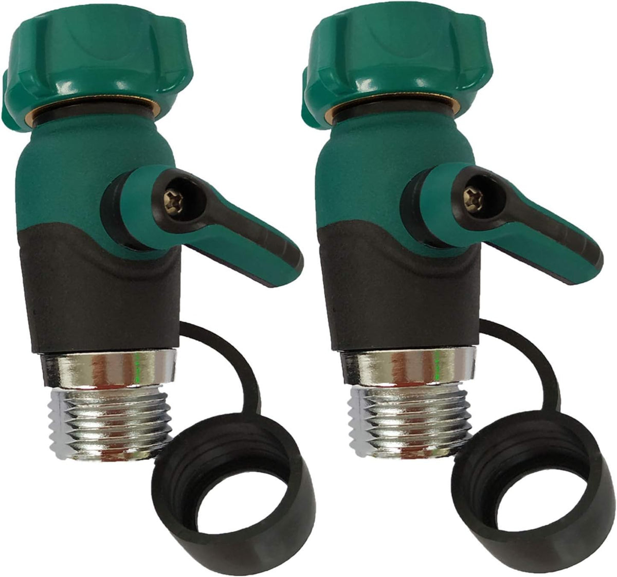 2 Pack Garden Hose Shut Off Valve 1 Way, Straight Garden Hose Splitter, Heavy Duty Zinc Alloy, 3/4-Inch Faucet/Hose Connector (UYG03#)