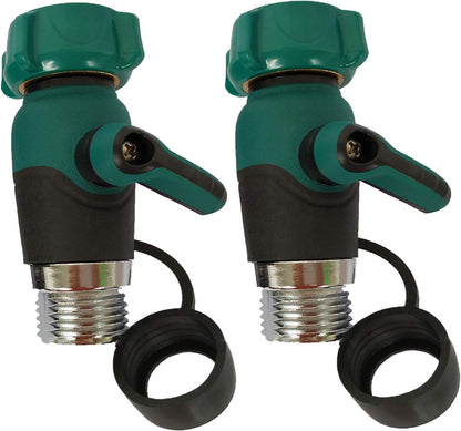 2 Pack Garden Hose Shut Off Valve 1 Way, Straight Garden Hose Splitter, Heavy Duty Zinc Alloy, 3/4-Inch Faucet/Hose Connector (UYG03#)