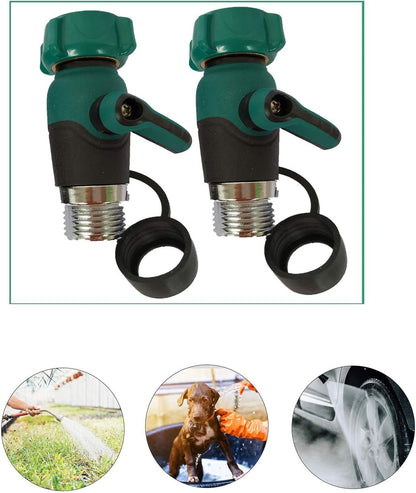2 Pack Garden Hose Shut Off Valve 1 Way, Straight Garden Hose Splitter, Heavy Duty Zinc Alloy, 3/4-Inch Faucet/Hose Connector (UYG03#)