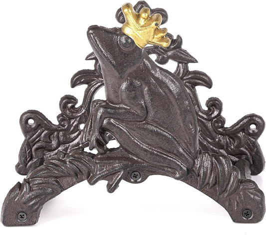 Heavy Duty Cast Iron Garden Hose Holder | Water Hose Hanger Wall Mounted | Decorative Indoor Outdoor Hose Rack Reel | 50FT 75FT 100FT Water Hose Bulter Storage | Lovely Frog Metal Hose Stand
