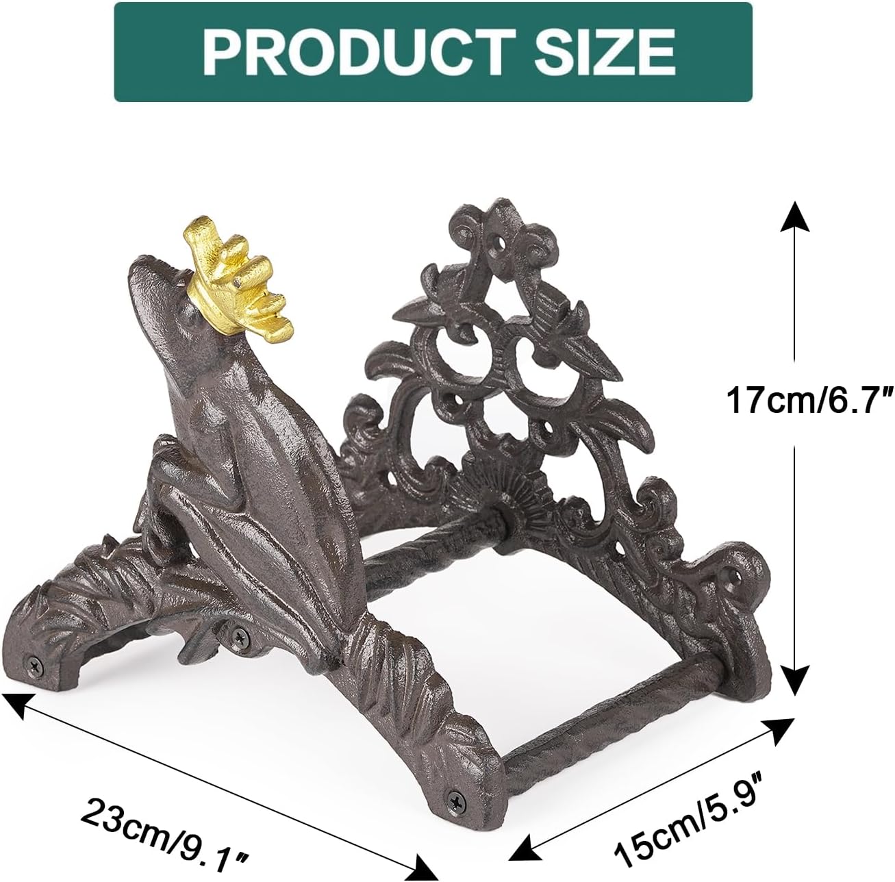 Heavy Duty Cast Iron Garden Hose Holder | Water Hose Hanger Wall Mounted | Decorative Indoor Outdoor Hose Rack Reel | 50FT 75FT 100FT Water Hose Bulter Storage | Lovely Frog Metal Hose Stand