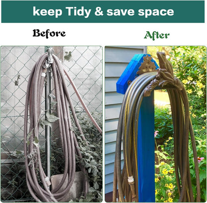 Heavy Duty Cast Iron Garden Hose Holder | Water Hose Hanger Wall Mounted | Decorative Indoor Outdoor Hose Rack Reel | 50FT 75FT 100FT Water Hose Bulter Storage | Lovely Frog Metal Hose Stand