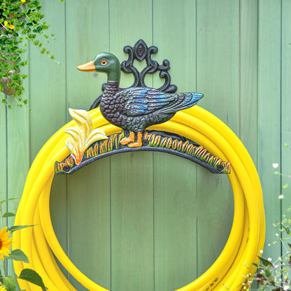 Heavy Duty Cast Iron Garden Hose Holder | Water Hose Hanger Wall Mounted | Decorative Indoor Outdoor Hose Rack Reel | 50FT 75FT 100FT Water Hose Bulter Storage | Lovely Frog Metal Hose Stand