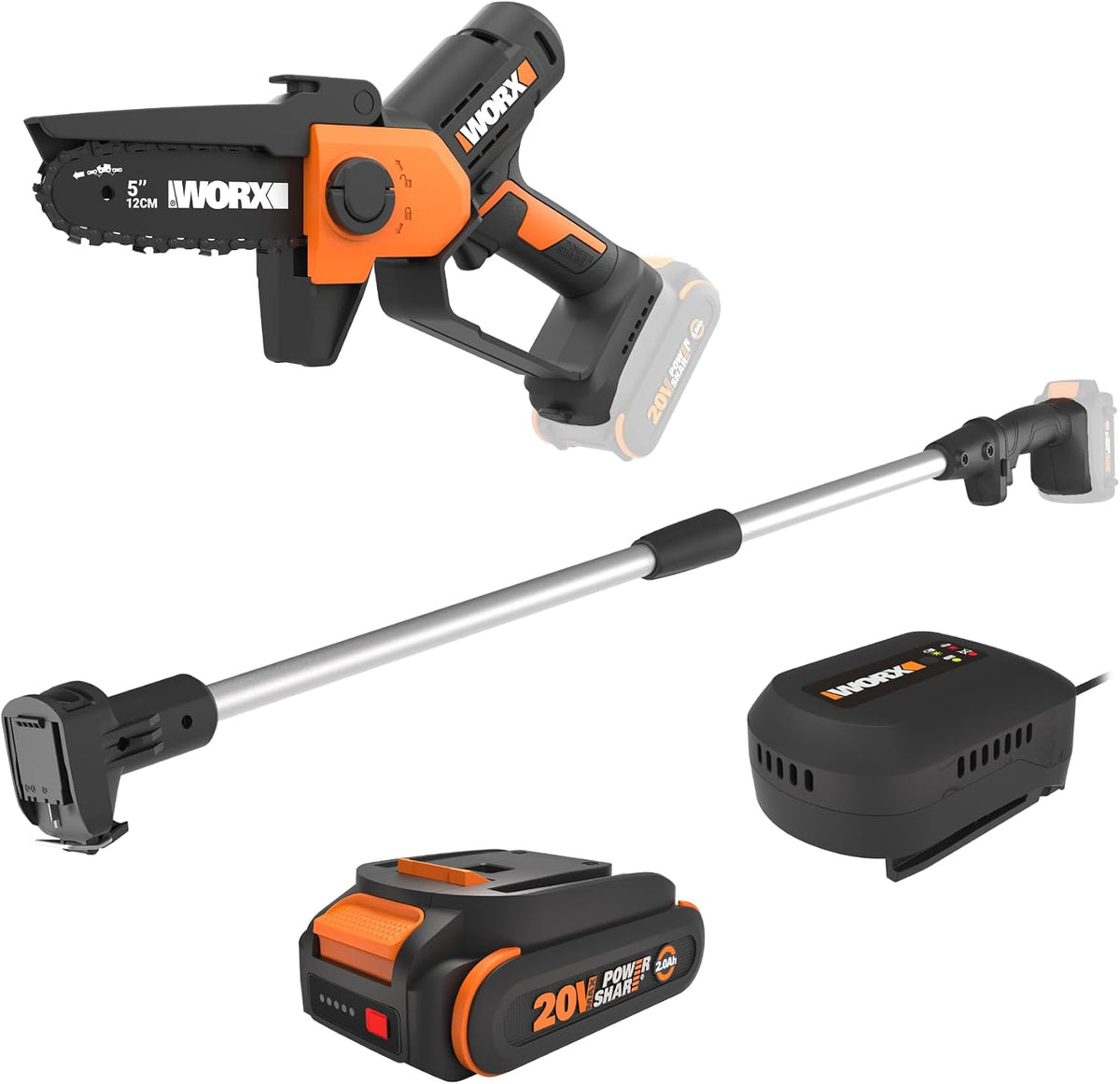 Cordless Mini Chainsaw, 20V 5" Pole Saw/Pruning Saw, WG326.1