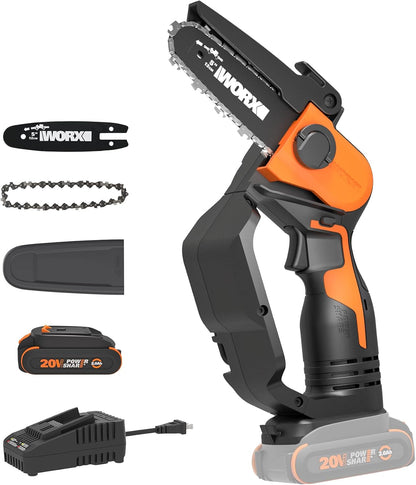 Cordless Mini Chainsaw, 20V 5" Pole Saw/Pruning Saw, WG326.1