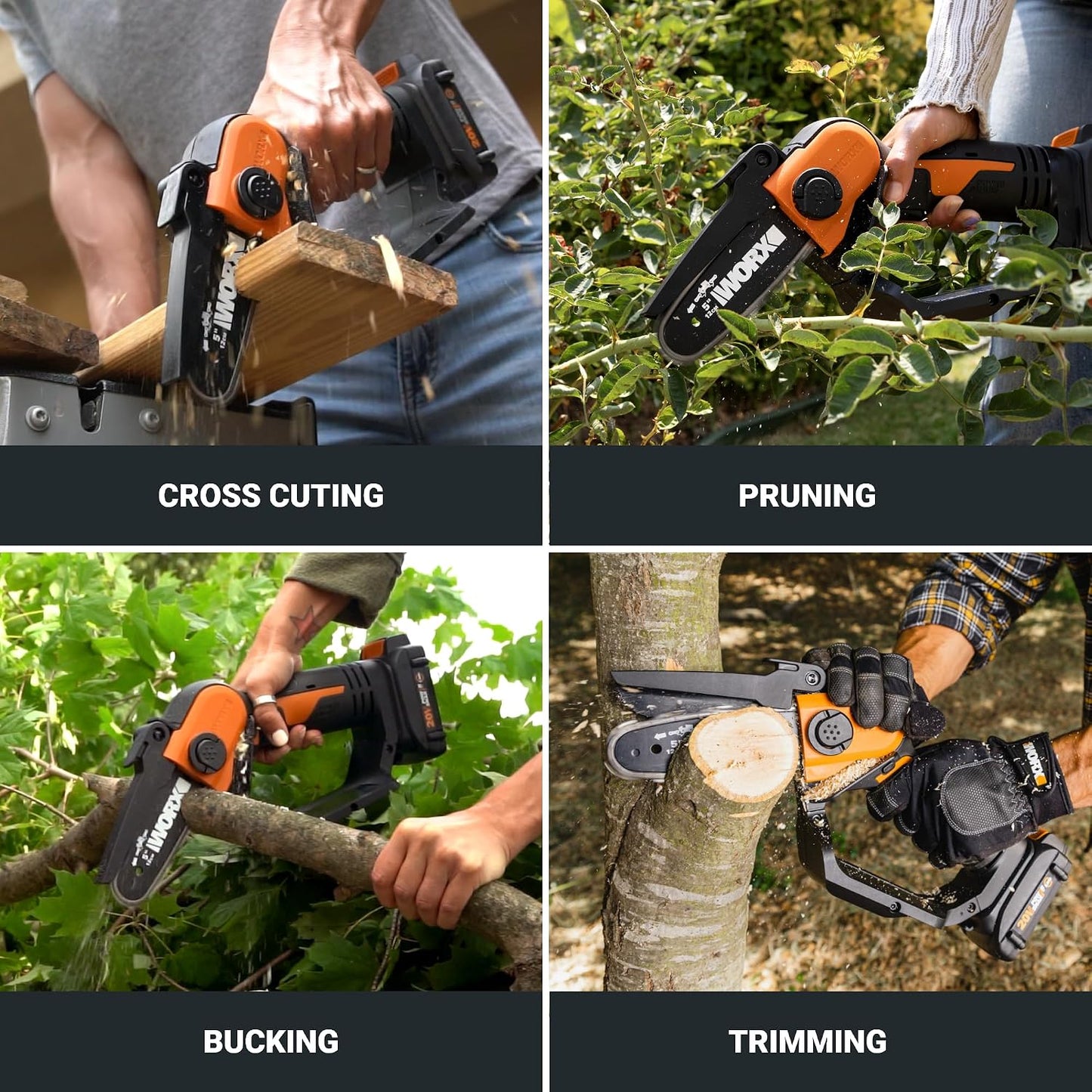 Cordless Mini Chainsaw, 20V 5" Pole Saw/Pruning Saw, WG326.1