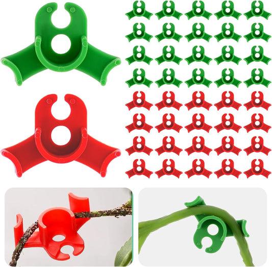 40pcs Plant Training Clips, Plastic Plant Clip, Lst Clips for Low Stress Training Plant Stem Support, 90 Degree Angle Plant Clips(Circle Style,Red and Green)