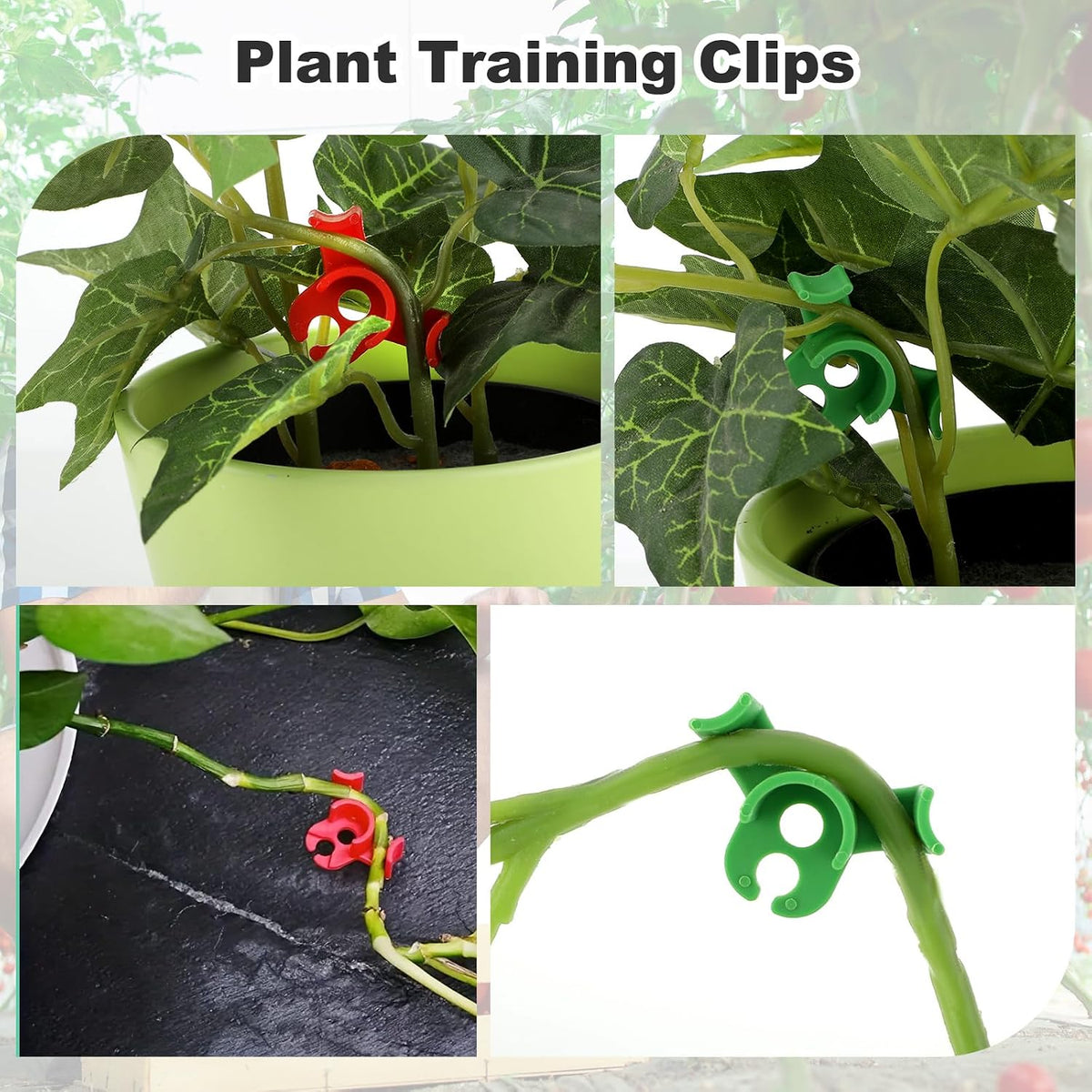 40pcs Plant Training Clips, Plastic Plant Clip, Lst Clips for Low Stress Training Plant Stem Support, 90 Degree Angle Plant Clips(Circle Style,Red and Green)