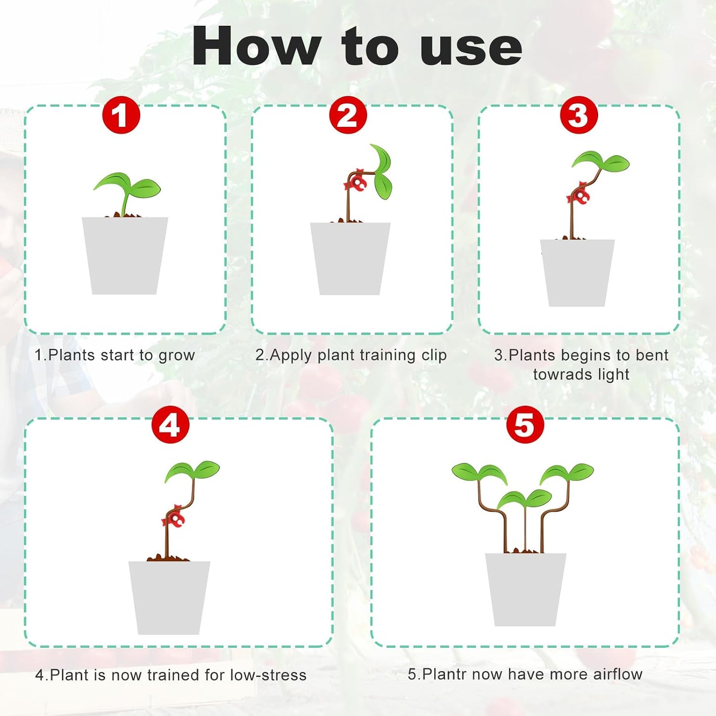 40pcs Plant Training Clips, Plastic Plant Clip, Lst Clips for Low Stress Training Plant Stem Support, 90 Degree Angle Plant Clips(Circle Style,Red and Green)