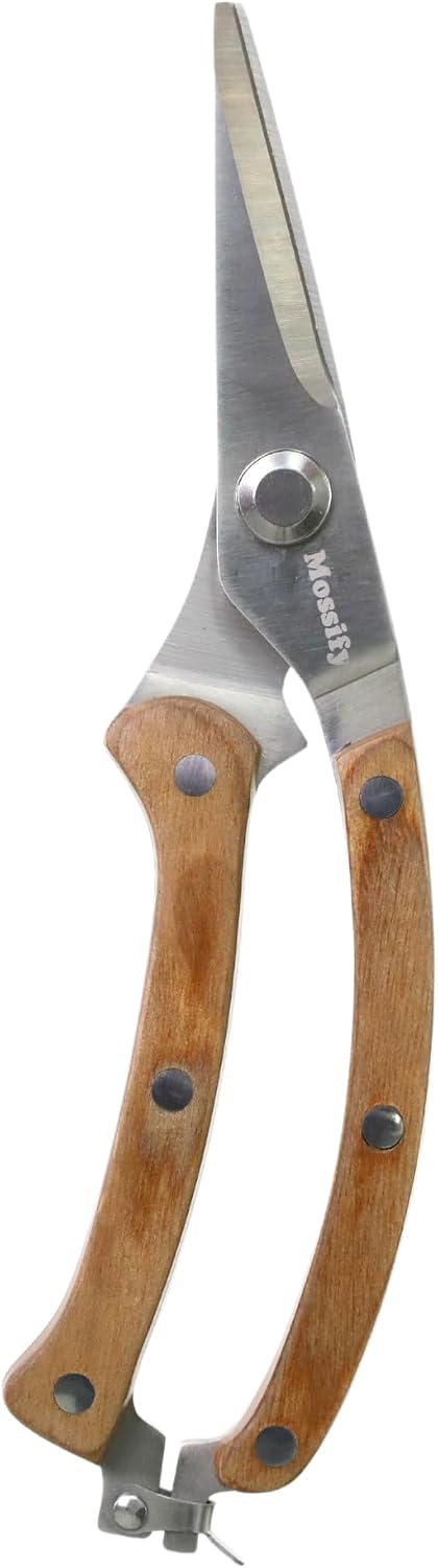 8.5" Slim Pruning Shears | Narrow-Profile Garden Shears, Full-Metal Core, Wood Handles, Spring-Loaded & Locking | Hand Pruners for Tight Growth