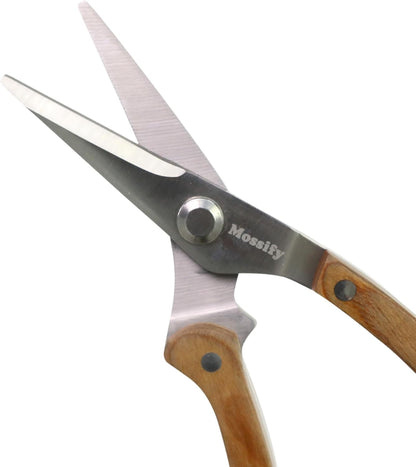 8.5" Slim Pruning Shears | Narrow-Profile Garden Shears, Full-Metal Core, Wood Handles, Spring-Loaded & Locking | Hand Pruners for Tight Growth