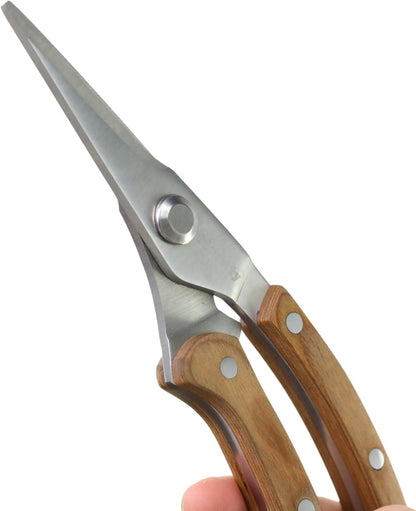 8.5" Slim Pruning Shears | Narrow-Profile Garden Shears, Full-Metal Core, Wood Handles, Spring-Loaded & Locking | Hand Pruners for Tight Growth