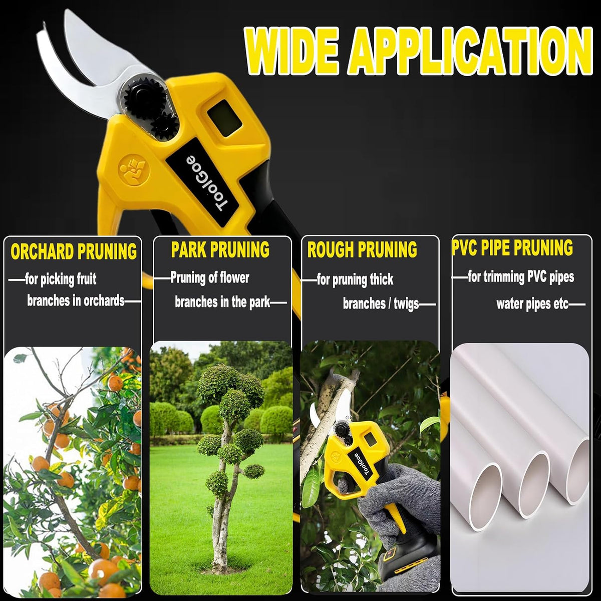 Electric Pruning Shears Compatible with DeWalt 20V Battery – Portable Cordless Pruning Shears with Brushless Motor, LCD Display, Adjustable Blade 0.98"–1.5", Battery Powered Tree Trimmer (Tool Only)
