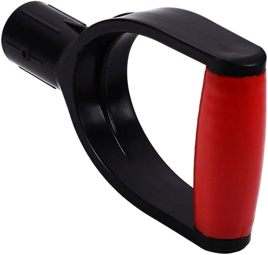 Shovel D Grip Handle Replacement, 32mm Inner Diameter Garden Spade Fork Snow Shovel Rake Handle Attachment for Digging Raking Tools, PVC, Red Black, 193mm Long, 105mm Thick