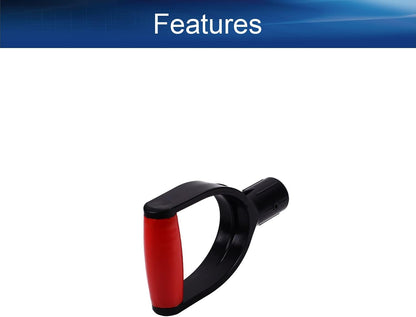 Shovel D Grip Handle Replacement, 32mm Inner Diameter Garden Spade Fork Snow Shovel Rake Handle Attachment for Digging Raking Tools, PVC, Red Black, 193mm Long, 105mm Thick