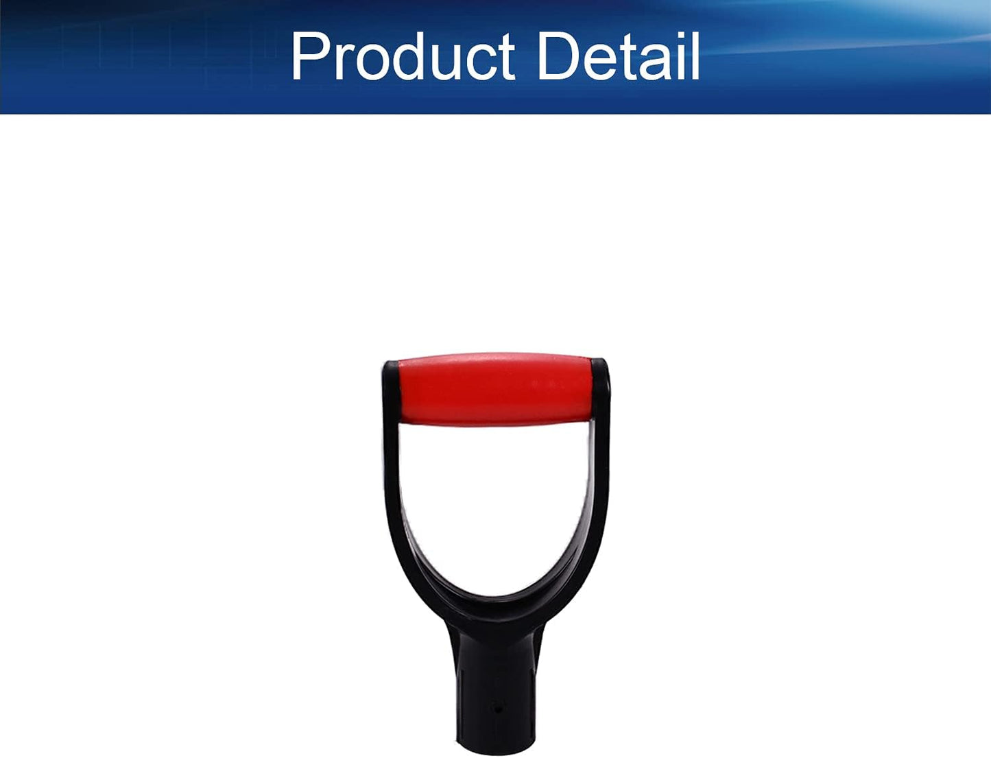 Shovel D Grip Handle Replacement, 32mm Inner Diameter Garden Spade Fork Snow Shovel Rake Handle Attachment for Digging Raking Tools, PVC, Red Black, 193mm Long, 105mm Thick