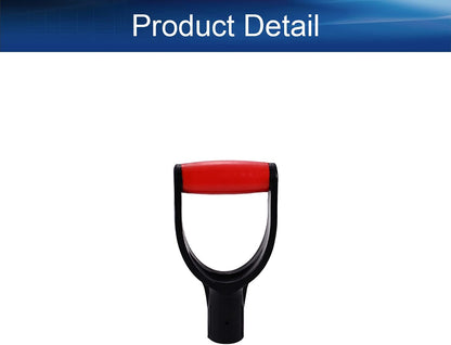 Shovel D Grip Handle Replacement, 32mm Inner Diameter Garden Spade Fork Snow Shovel Rake Handle Attachment for Digging Raking Tools, PVC, Red Black, 193mm Long, 105mm Thick