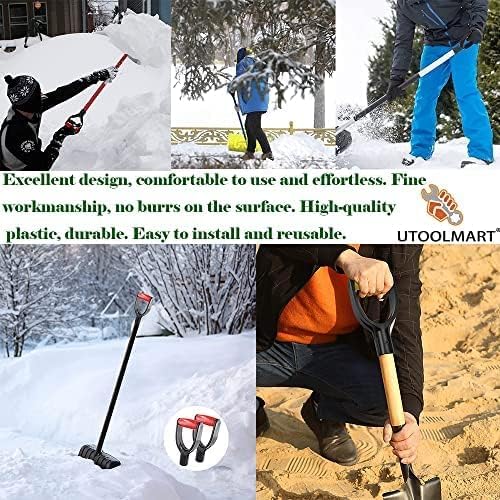Shovel D Grip Handle Replacement, 32mm Inner Diameter Garden Spade Fork Snow Shovel Rake Handle Attachment for Digging Raking Tools, PVC, Red Black, 193mm Long, 105mm Thick
