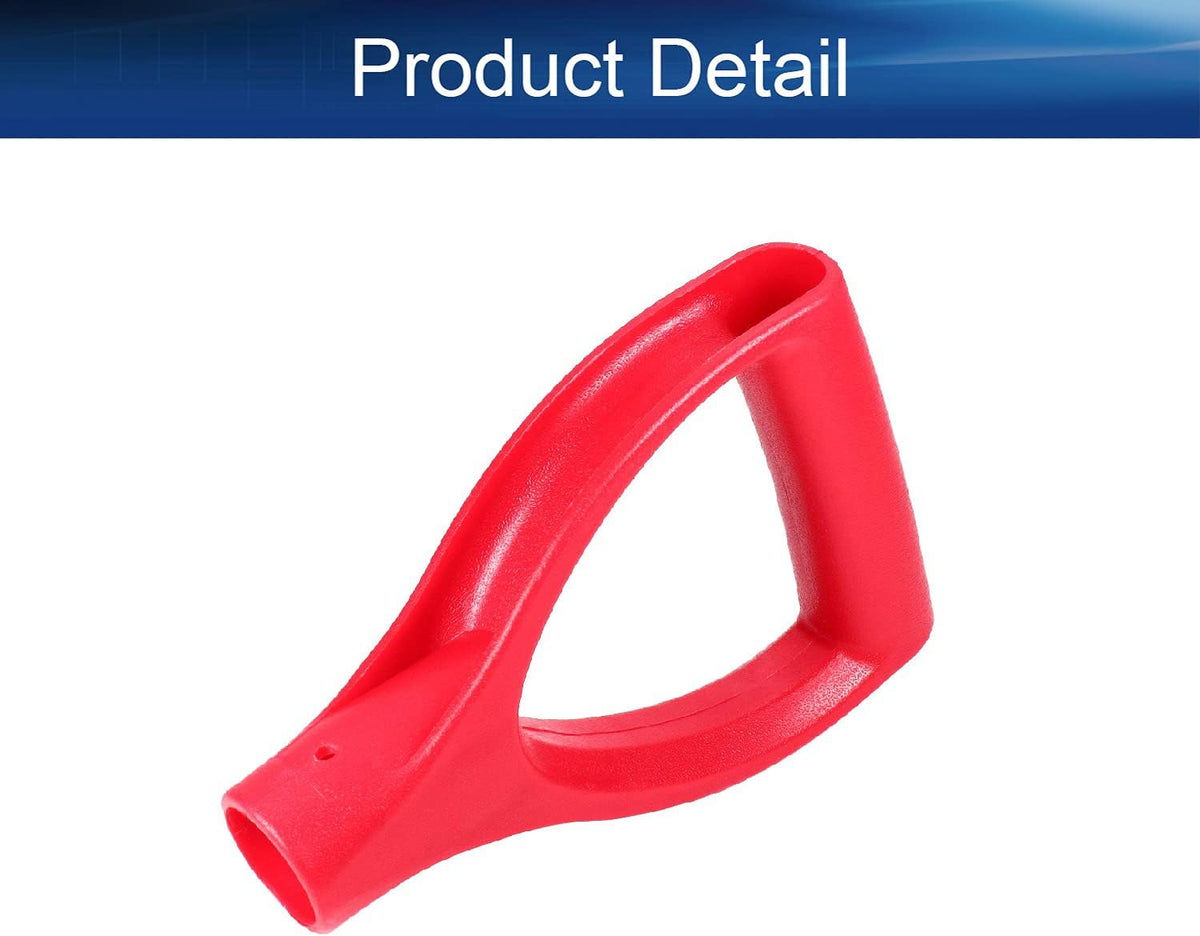 Shovel D Grip Handle Replacement, 32mm Inner Diameter Garden Spade Fork Snow Shovel Rake Handle Attachment for Digging Raking Tools, PVC, Red Black, 193mm Long, 105mm Thick