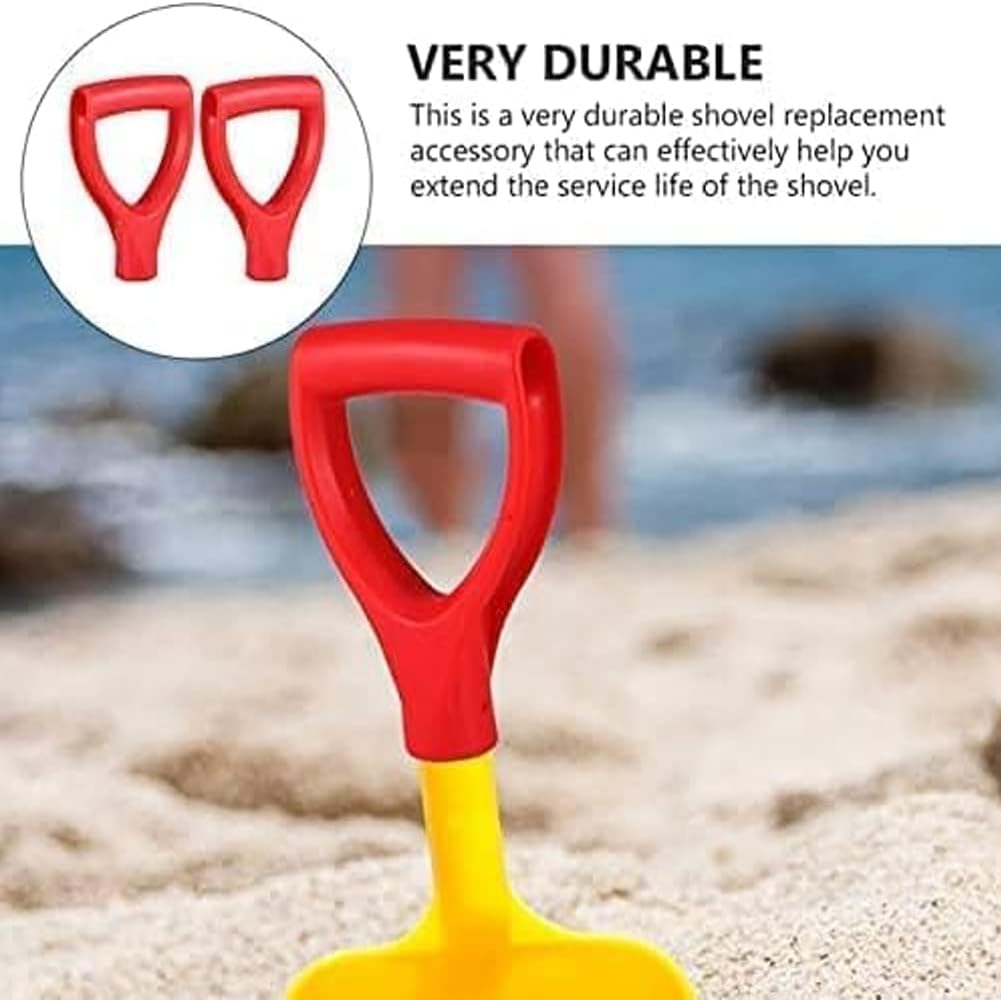 Shovel D Grip Handle Replacement, 32mm Inner Diameter Garden Spade Fork Snow Shovel Rake Handle Attachment for Digging Raking Tools, PVC, Red Black, 193mm Long, 105mm Thick