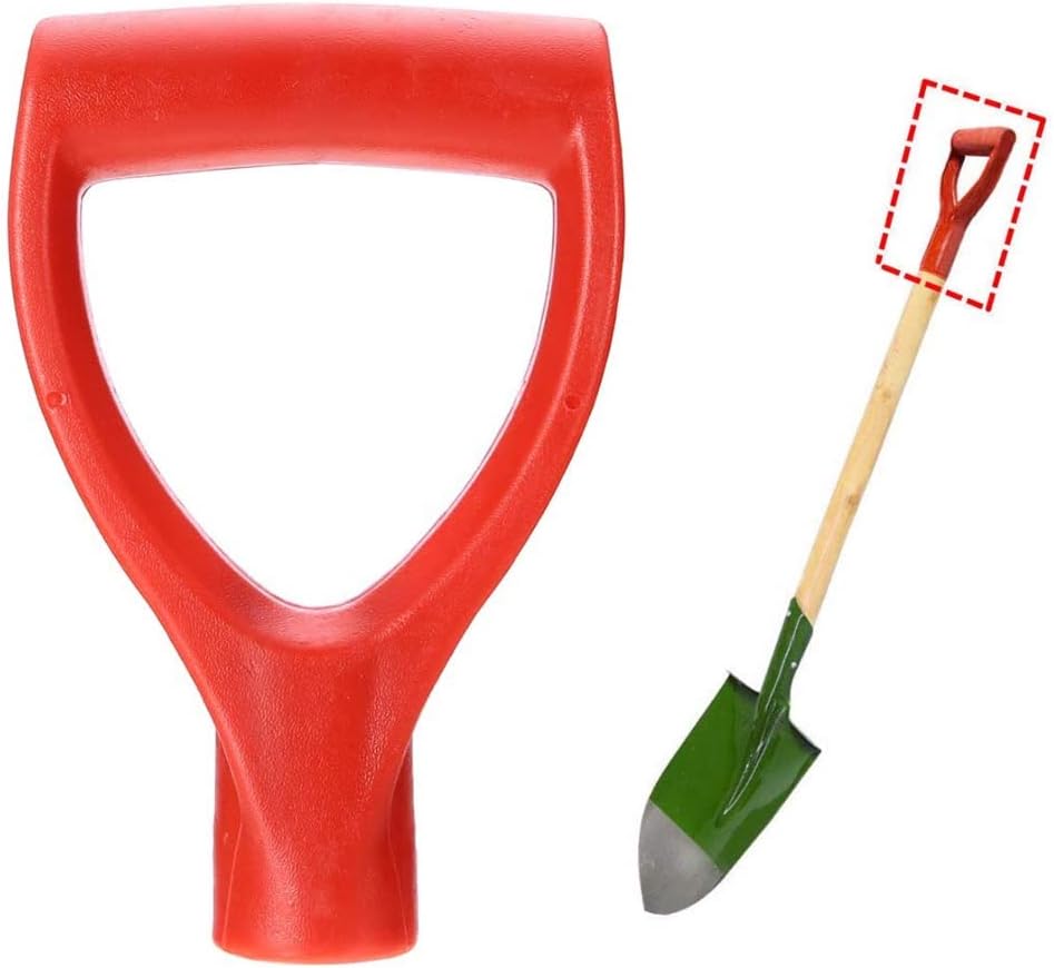 Shovel D Grip Handle Replacement, 32mm Inner Diameter Garden Spade Fork Snow Shovel Rake Handle Attachment for Digging Raking Tools, PVC, Red Black, 193mm Long, 105mm Thick