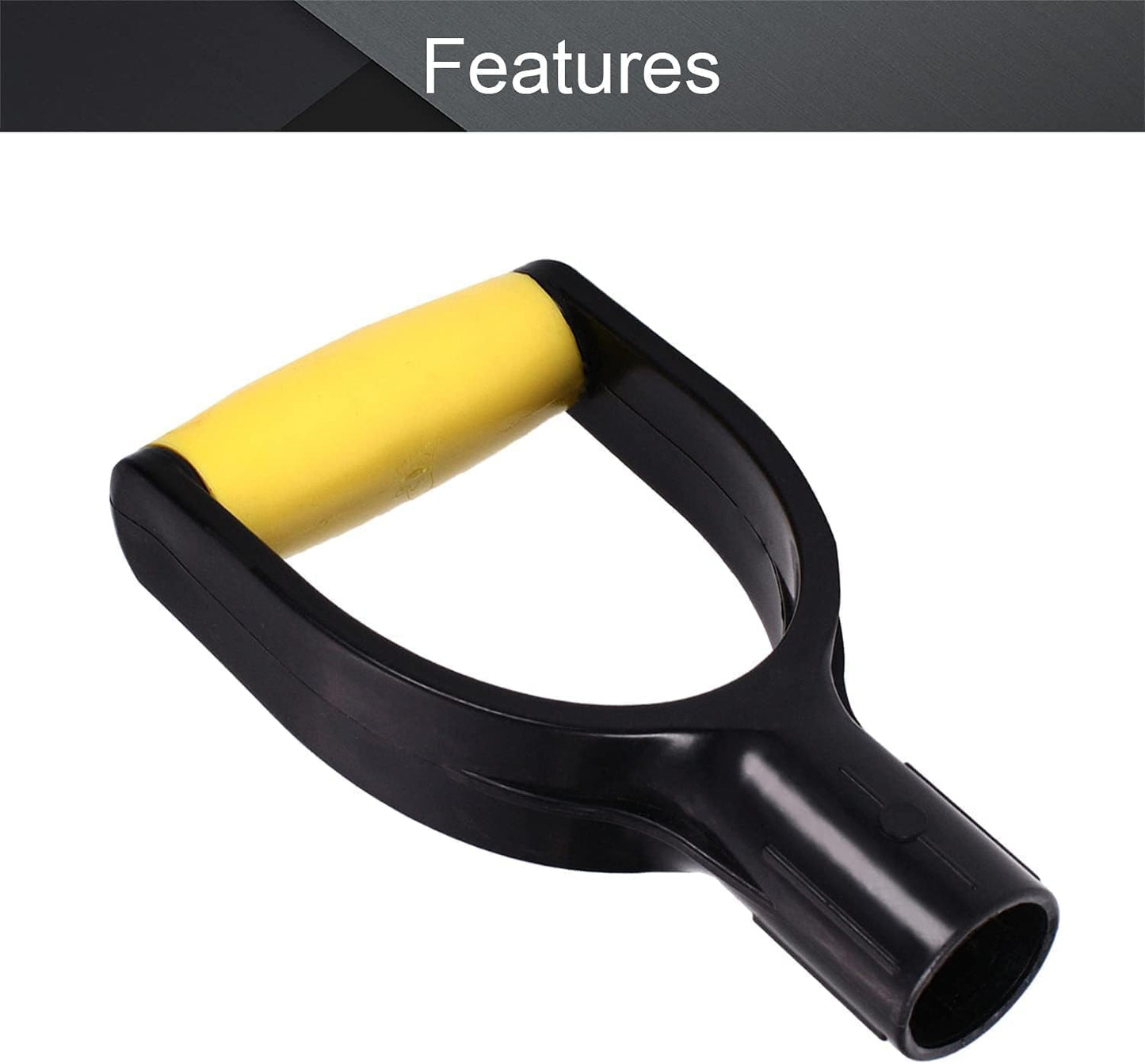 Shovel D Grip Handle Replacement, 32mm Inner Diameter Garden Spade Fork Snow Shovel Rake Handle Attachment for Digging Raking Tools, PVC, Red Black, 193mm Long, 105mm Thick
