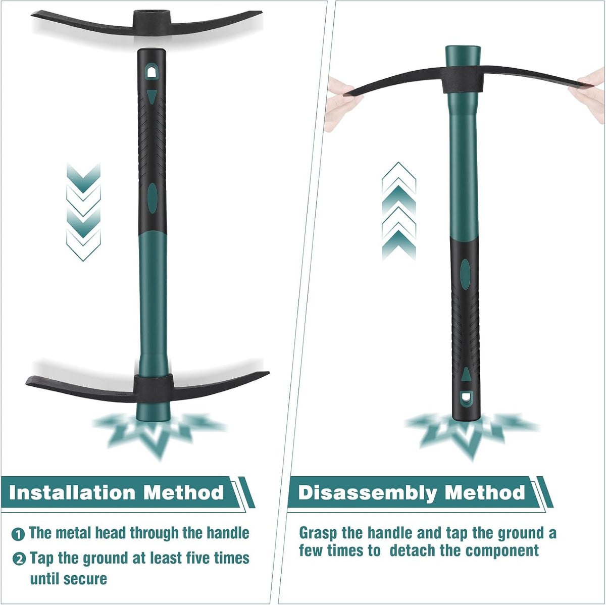 2pcs Gardening Tools with 1pcs Handle Multi-Functional Garden Hoe for Flower Work