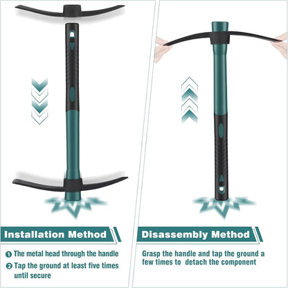 2pcs Gardening Tools with 1pcs Handle Multi-Functional Garden Hoe for Flower Work