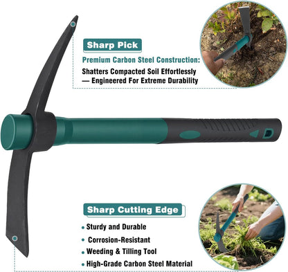 2pcs Gardening Tools with 1pcs Handle Multi-Functional Garden Hoe for Flower Work