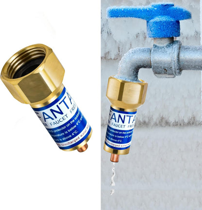 Outdoor Faucet Freeze Protector, Heavy Duty Brass Garden Faucet Freeze Prevention Valve Anti Freeze Winter Faucets Protection Cover with 2Way Hose Splitter for Farm Larm Yard Spigot for 3/4" Thread