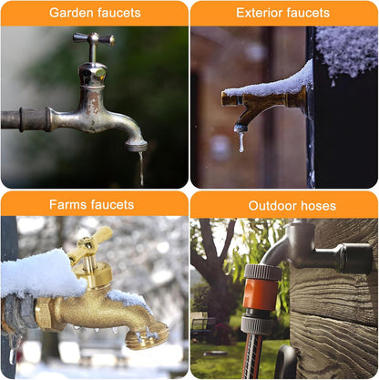 Outdoor Faucet Freeze Protector, Heavy Duty Brass Garden Faucet Freeze Prevention Valve Anti Freeze Winter Faucets Protection Cover with 2Way Hose Splitter for Farm Larm Yard Spigot for 3/4" Thread
