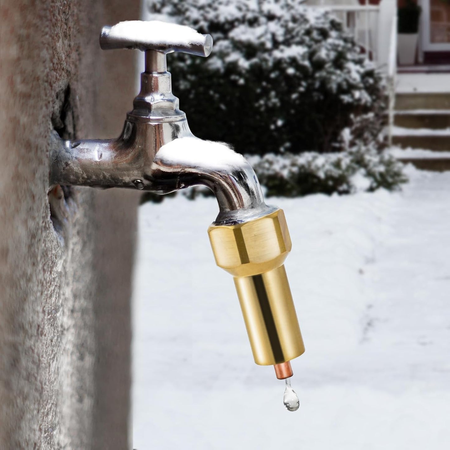 Outdoor Faucet Freeze Protector, Heavy Duty Brass Garden Faucet Freeze Prevention Valve Anti Freeze Winter Faucets Protection Cover with 2Way Hose Splitter for Farm Larm Yard Spigot for 3/4" Thread
