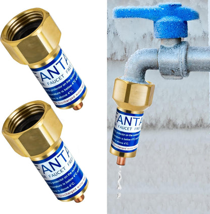 Outdoor Faucet Freeze Protector, Heavy Duty Brass Garden Faucet Freeze Prevention Valve Anti Freeze Winter Faucets Protection Cover with 2Way Hose Splitter for Farm Larm Yard Spigot for 3/4" Thread