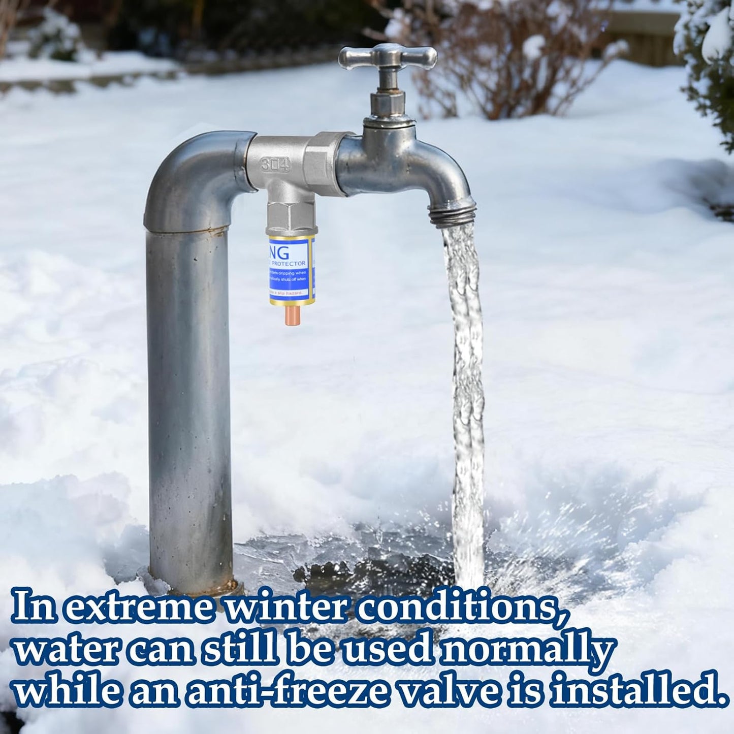 Outdoor Faucet Freeze Protector, Heavy Duty Brass Garden Faucet Freeze Prevention Valve Anti Freeze Winter Faucets Protection Cover with 2Way Hose Splitter for Farm Larm Yard Spigot for 3/4" Thread