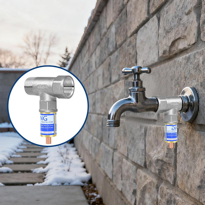Outdoor Faucet Freeze Protector, Heavy Duty Brass Garden Faucet Freeze Prevention Valve Anti Freeze Winter Faucets Protection Cover with 2Way Hose Splitter for Farm Larm Yard Spigot for 3/4" Thread