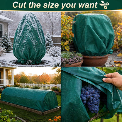 Plant Covers Freeze Protection, 10ft x 30ft 1.41 oz/yd² Frost Cloth Plant Blankets Floating Row Covers with 20 Stainless Steel Clips for Winter Plants Gardens Frost/Sun Pests Protection, Dark Green